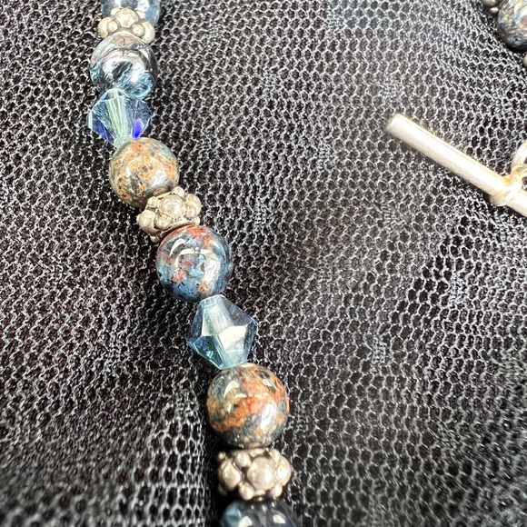 STERLING SILVER HEART TOGGLE GEMSTONE BRACELET - Picture 5 of 6